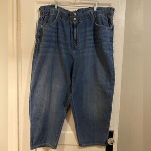 Wonderly Paper-bag Waist Straight Leg Denim Jeans
